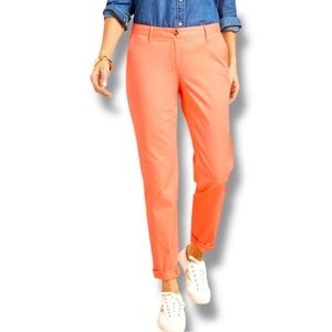 Talbots Size 8P Sunlit Coral Relaxed Chino Cotton-Spandex Pants